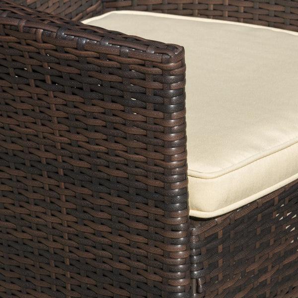 Gdf Studio Trellis Outdoor 6 Piece Acacia Wood Dining Set With Wicker Dining Chairs