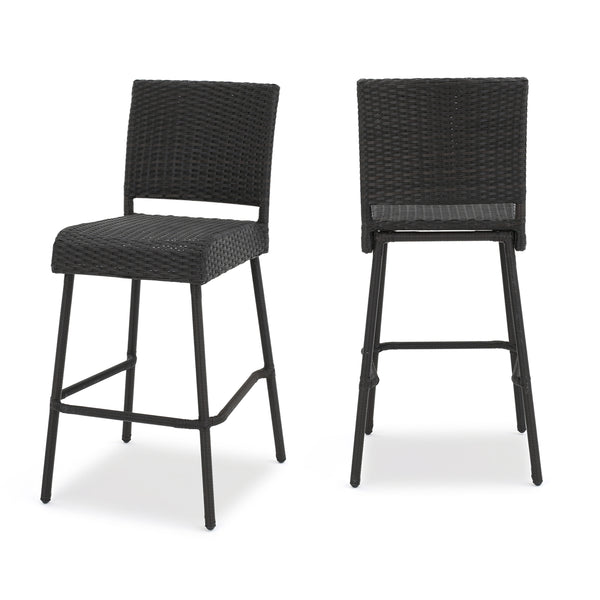 gdf studio Trestle 29-Inch Outdoors Dark Brown Wicker Barstools (Set of 2)