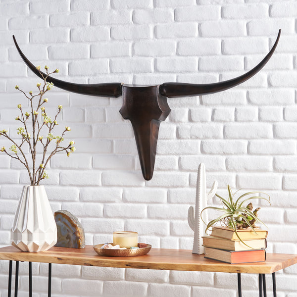 Gdf Studio Treutlen Aluminum Handcrafted Large Bull Wall Decor