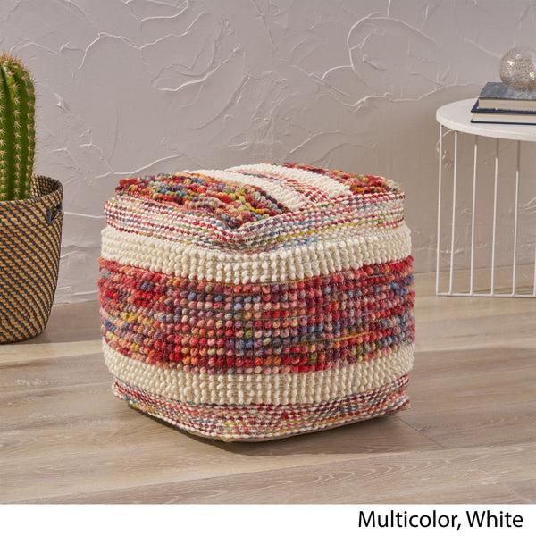 Gdf Studio Trevin Boho Wool And Cotton Ottoman Pouf