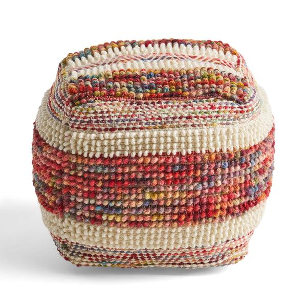Gdf Studio Trevin Boho Wool And Cotton Ottoman Pouf