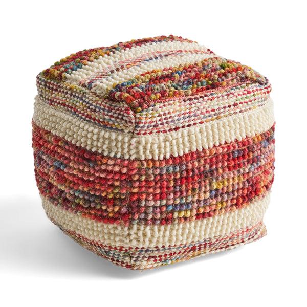 gdf studio Trevin Boho Wool and Cotton Ottoman Pouf