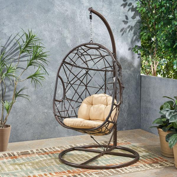 Gdf Studio Trevyn Indoor/Outdoor Wicker Hanging Teardrop / Egg Chair (Stand Not Included)