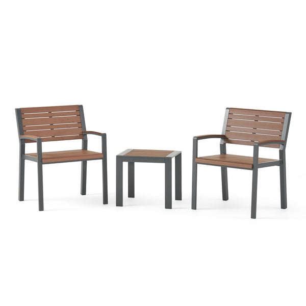 gdf studio Trimble Outdoor 3 Piece Aluminum Chat Set