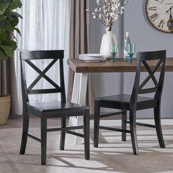 Gdf Studio Truda Farmhouse Acacia Wood Dining Chairs (Set Of 2)
