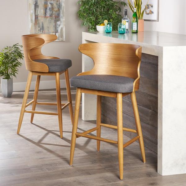 Gdf Studio Truda Mid Century Modern Fabric Barstools (Set Of 2)