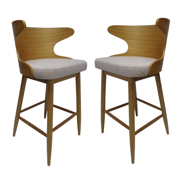 Gdf Studio Truda Mid Century Modern Fabric Barstools (Set Of 2)