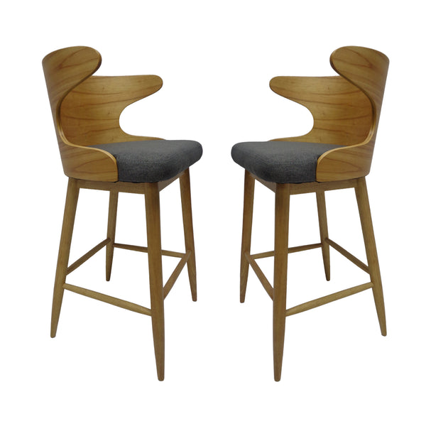 gdf studio Truda Mid Century Modern Fabric Barstools (Set of 2)