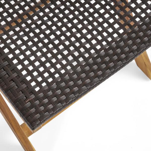 Gdf Studio Truda Outdoor Acacia Wood Foldable Bistro Chairs With Wicker Seating (Set Of 2)