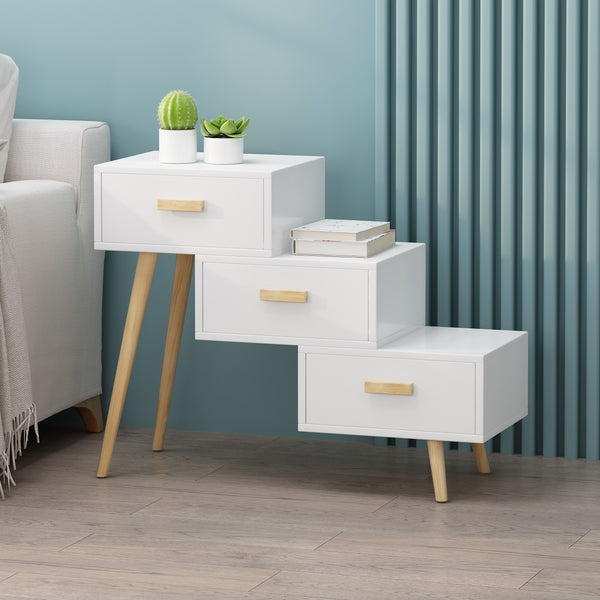 Gdf Studio Tula Mid-Century Modern 3 Drawer Tiered Cabinet