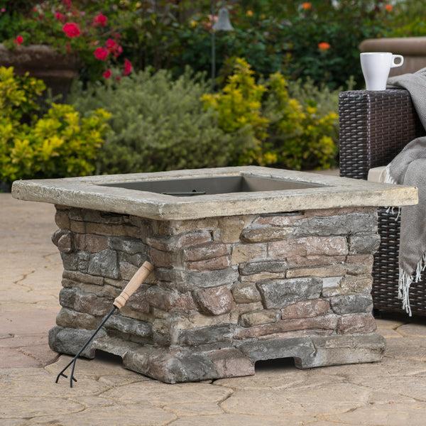 Gdf Studio Tundra Square Natural Stone Finish Fire Pit