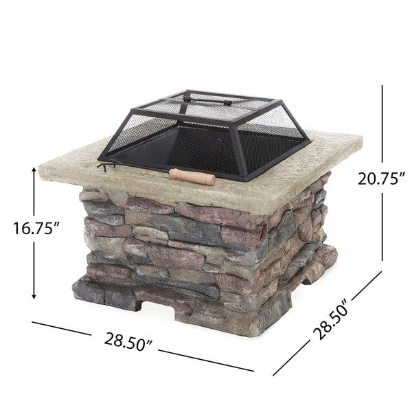 Gdf Studio Tundra Square Natural Stone Finish Fire Pit