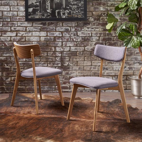 Gdf Studio Turat Mid Century Fabric Dining Chairs With Natural Oak Finish(Set Of 2)