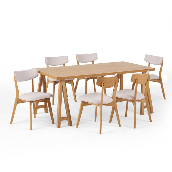 Gdf Studio Turat Mid-Century Modern 7 Piece Dining Set With A-Frame Table
