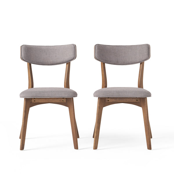 gdf studio Turat Mid-Century Walnut Finished Frame Dining Chairs (Set of 2)