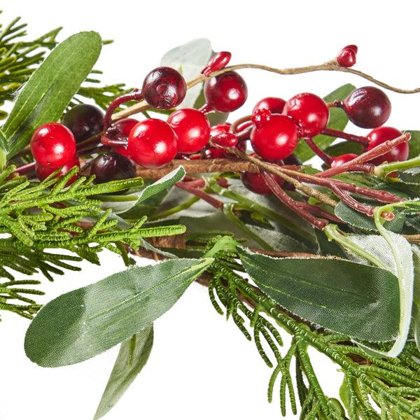 Gdf Studio Turin 6-Foot Artificial Olive Leaf Garland With Red Berries