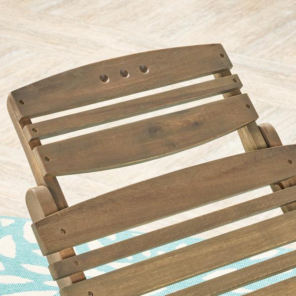 Gdf Studio Tycie Outdoor Gray Acacia Wood Foldable Chaise Lounge