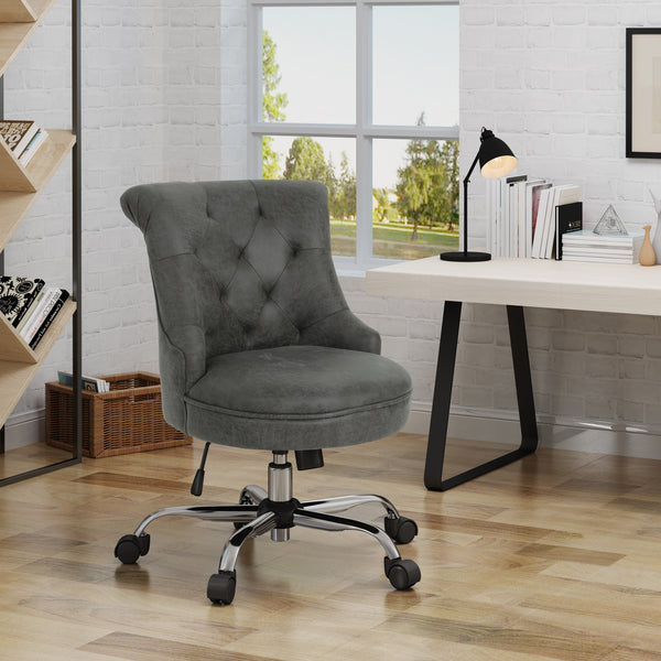 Gdf Studio Tyesha Modern Tufted Microfiber Adjustable Swivel Desk Chair W/ Rolling Casters
