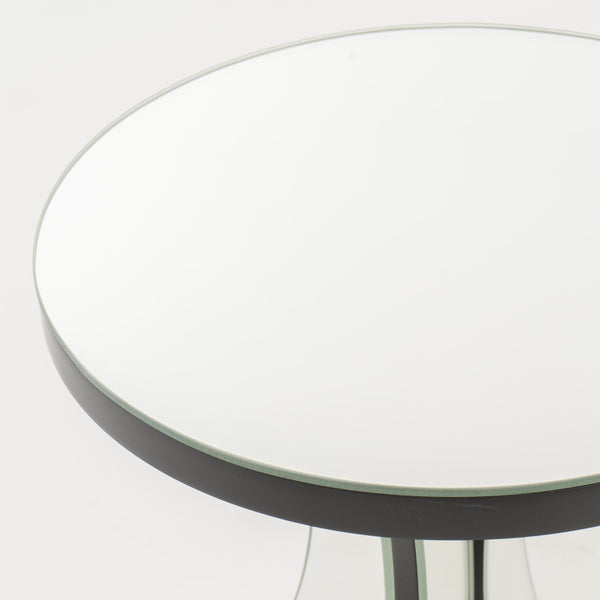 Gdf Studio Tyne Modern Glam Curvy Mirror Accent Table With Circular Tabletop