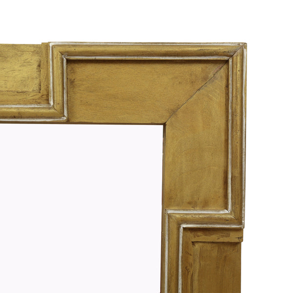 Gdf Studio Upsata Boho Handcrafted Mango Wood Carved Full Length Standing Mirror Natural And Gold