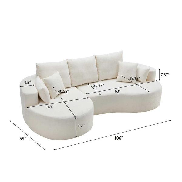 Gdf Studio Valirion 2 - Piece Fabric Cloud Curved Sectional Sofa CHAISE LOUNGE