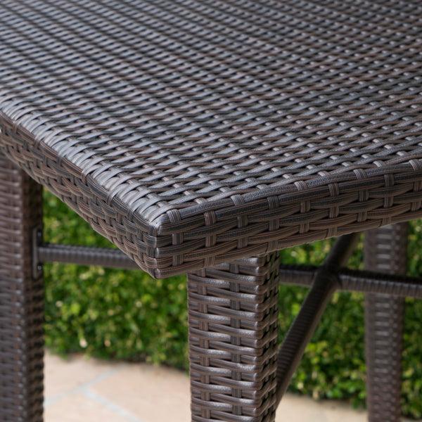 Gdf Studio Valkyrien Outdoor 5 Piece Multi-brown Wicker Square Bar Table Set
