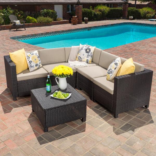 Gdf Studio Valona Outdoor Wicker V Shaped Sectional Sofa Set