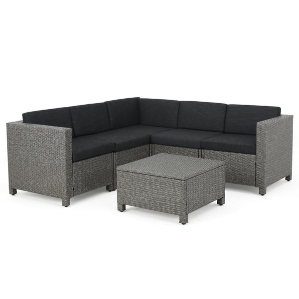 Gdf Studio Valona Outdoor Wicker V Shaped Sectional Sofa Set