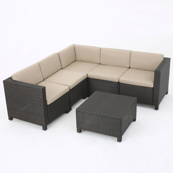 gdf studio Valona Outdoor Wicker V Shaped Sectional Sofa Set