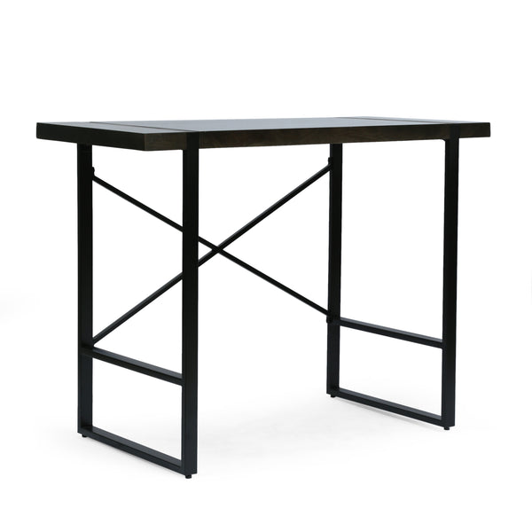 gdf studio Vandalia Modern Industrial Handcrafted Mango Wood Counter Height Desk Brown and Black