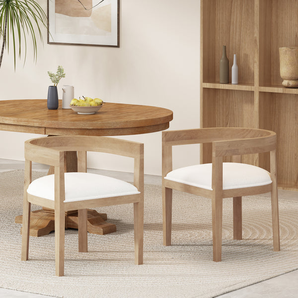 Gdf Studio Vande Fabric Upholstered Wood Tub Dining Chairs Set Of 2