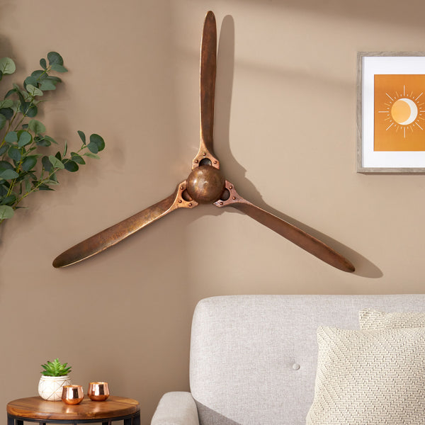 Gdf Studio Vanlue Handcrafted Aluminum Propeller Wall Decor Burnt Copper
