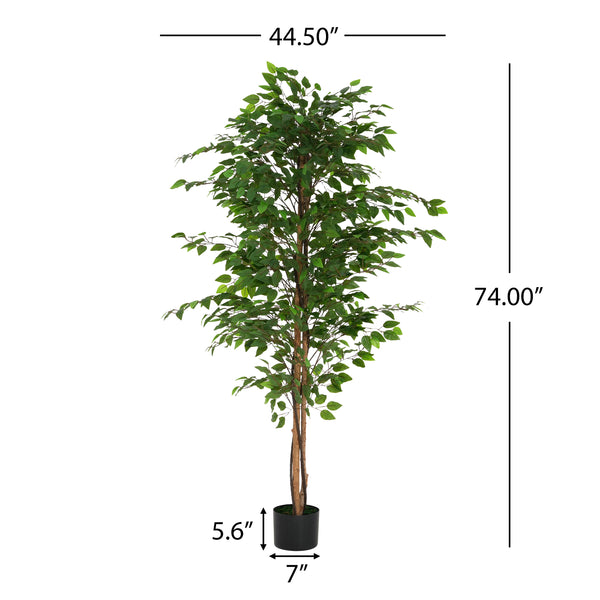 Gdf Studio Varian 74" Artificial Ficus Tree With Pot