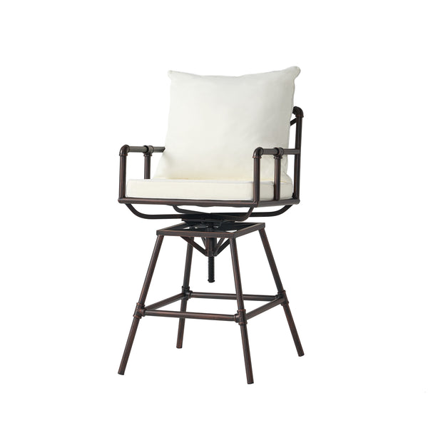 gdf studio Varick Outdoor Adjustable Pipe Barstool with Cushions