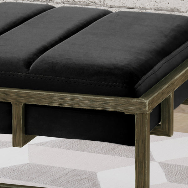 Gdf Studio Vassy Modern Velvet Ottoman Bench With Brass Finish