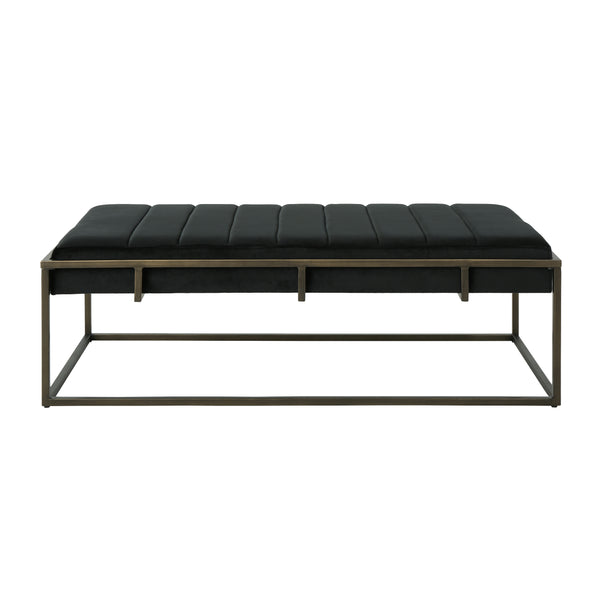 gdf studio Vassy Modern Velvet Ottoman Bench with Brass Finish