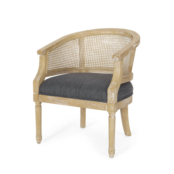 Gdf Studio Velie French Country Wood And Cane Accent Chair