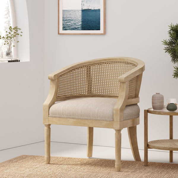 gdf studio Velie French Country Wood and Cane Accent Chair
