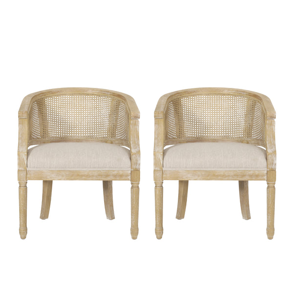 Gdf Studio Velie French Country Wood And Cane Accent Chairs Set Of 2