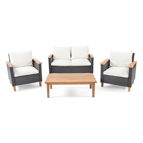 Gdf Studio Velthur Outdoor 4 Seater Chat Set With Coffee Table