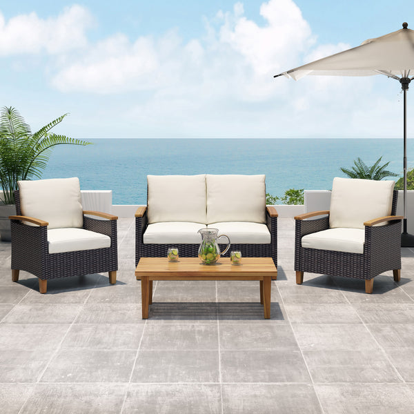 gdf studio Velthur Outdoor 4 Seater Chat Set with Coffee Table