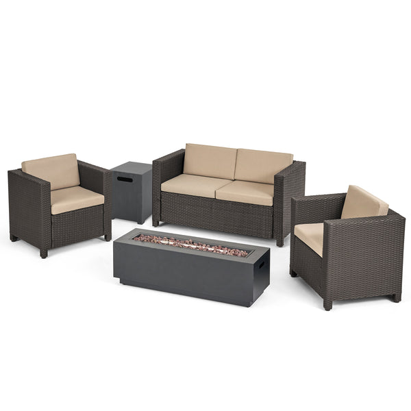Gdf Studio Venice 4-Seater Outdoor Fire Pit Sofa Set