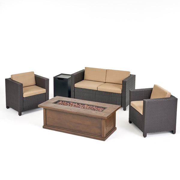 Gdf Studio Venice 4-Seater Outdoor Fire Pit Sofa Set