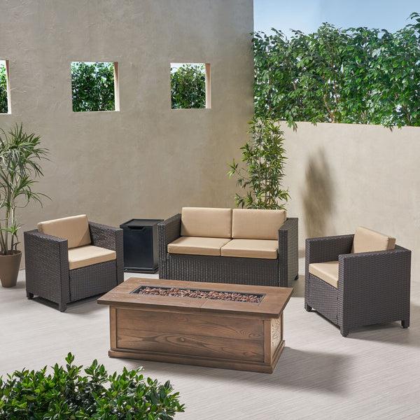 Gdf Studio Venice 4-Seater Outdoor Fire Pit Sofa Set