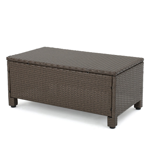 Gdf Studio Venice 6-Seater Outdoor Brown PE Wicker Sofa Set With Coffee Table