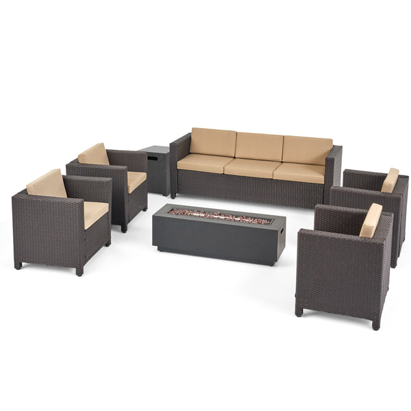 Gdf Studio Venice 7-Seater Outdoor Fire Pit Sofa Set