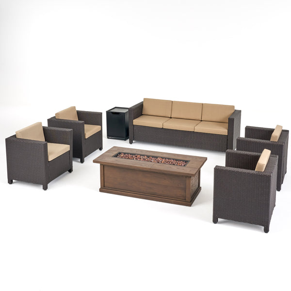 Gdf Studio Venice 7-Seater Outdoor Fire Pit Sofa Set