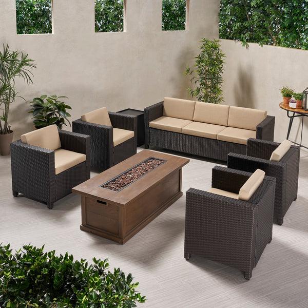 Gdf Studio Venice 7-Seater Outdoor Fire Pit Sofa Set