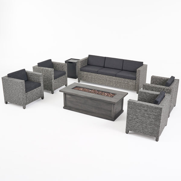 gdf studio Venice 7-Seater Outdoor Fire Pit Sofa Set