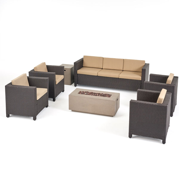 Gdf Studio Venice 7-Seater Outdoor Fire Pit Sofa Set